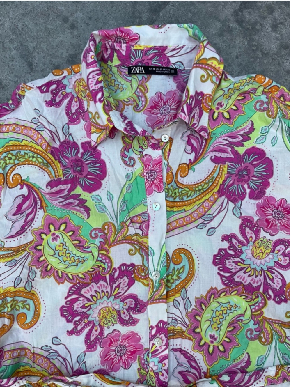 Zara Floral Print Belted Shirt Dress Pink, Green, Yellow bloggers favourite - Picture 8 of 9